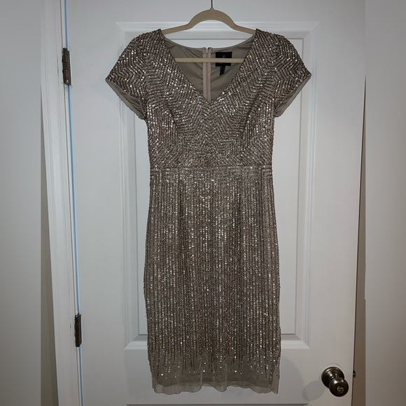 Adrianna Papell Beaded Sequin Dress sz 6 - Picture 2 of 5